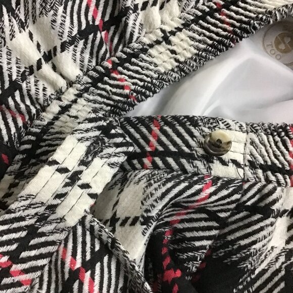 SUMMIT one Wool Blend Vintage Black, White & Red Stripes Plaid A-Line Skirt - Picture 7 of 9